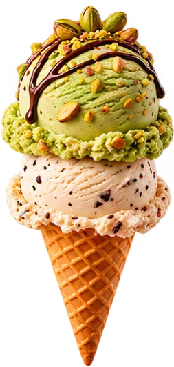 Cucurucho de pistacho y nata